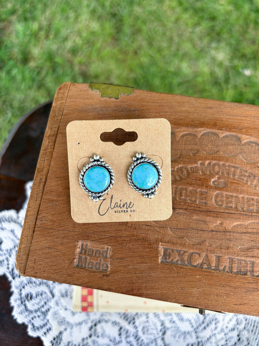 33 - Single Stone Kingman Earrings