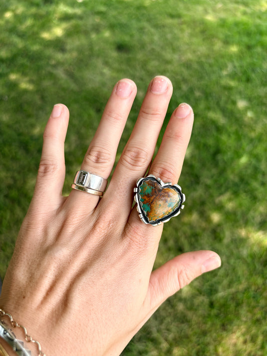 123 - Royston Heart-Shaped Stone Adjustable Ring