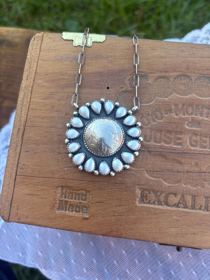 Freshwater Pearl Buffalo Coin Necklace