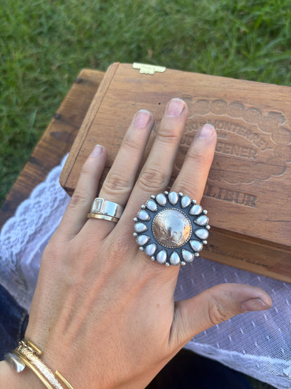 Freshwater Pearl Buffalo Coin Ring