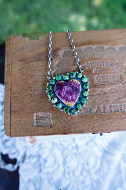 139 - Purple Spiny and Sonoran Gold Heart-Shaped Necklace