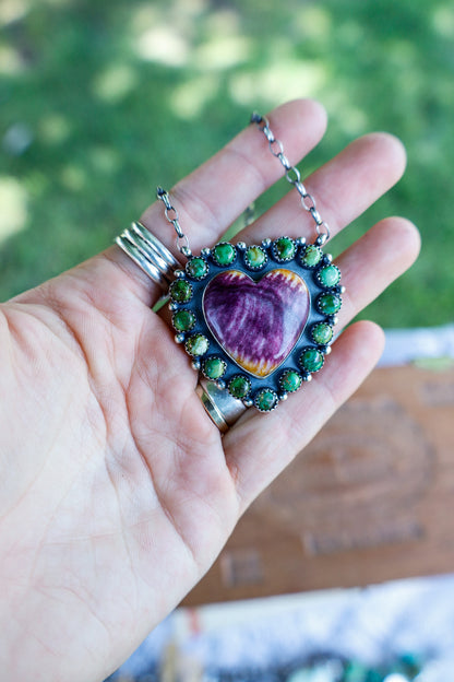 139 - Purple Spiny and Sonoran Gold Heart-Shaped Necklace