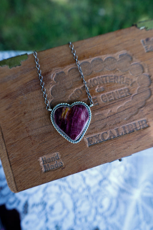 43 - Purple Spiny Heart Necklace